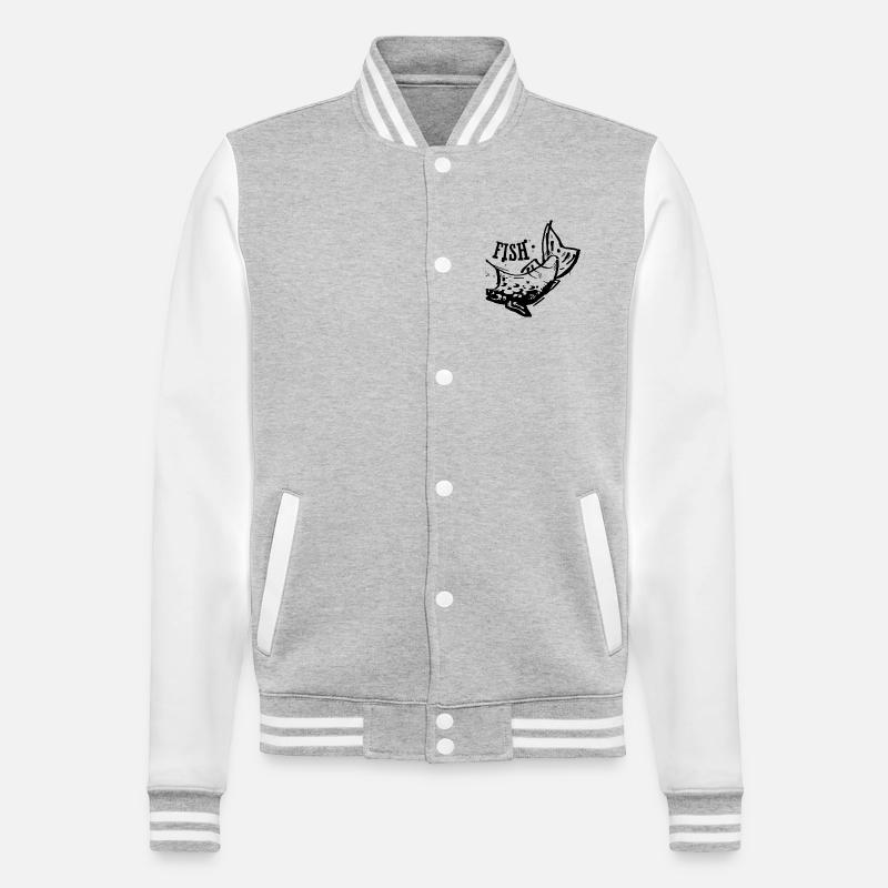 Poisson - Veste Teddy - gris chiné / blanc