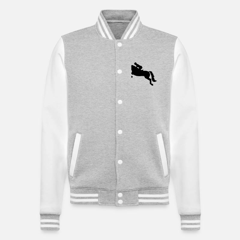 Springreiten - College-Sweatjacke - Grau meliert/Weiß