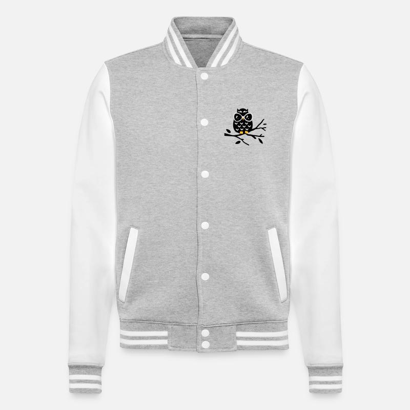 Eule - College-Sweatjacke - Grau meliert/Weiß