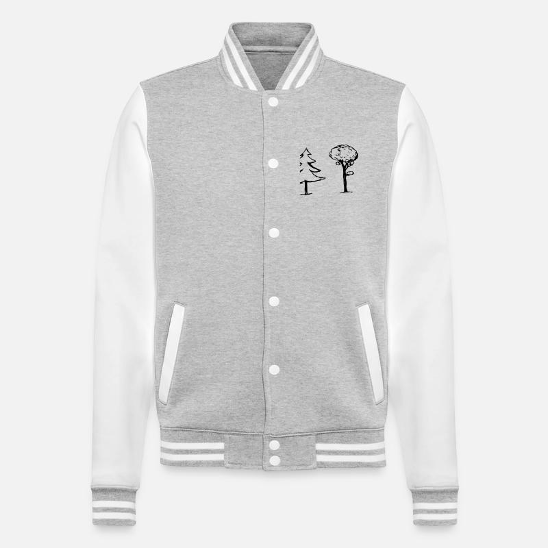 Bäume - College-Sweatjacke - Grau meliert/Weiß