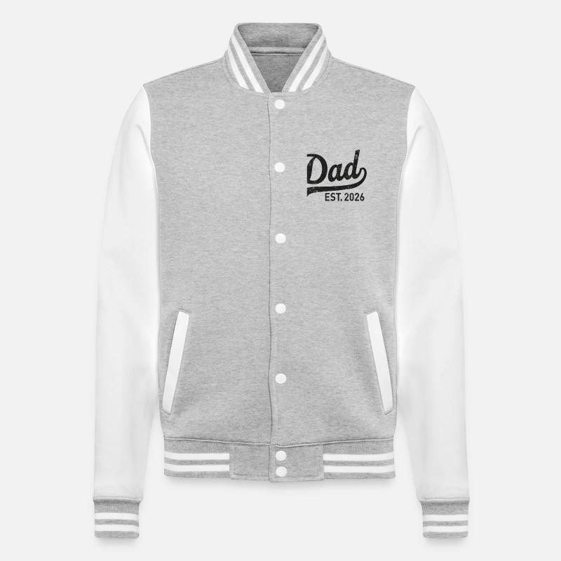 Dad Est. 2026 Retro Script - College-Sweatjacke - Grau meliert/Weiß