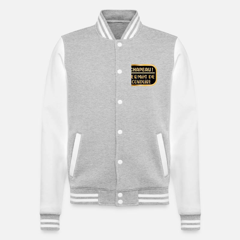 Führerscheinhut - College-Sweatjacke - Grau meliert/Weiß