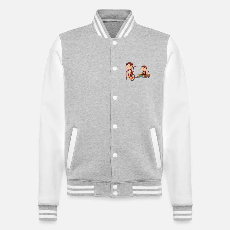 Lustiger süßer Affe - College-Sweatjacke - Grau meliert/Weiß