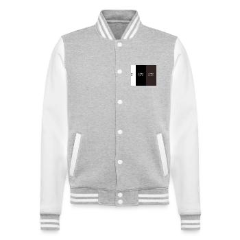 coffee. then life. – Minimalist contrast - College Sweat Jacket - heather grey/white - Front - Nik (191cm) & Marisol (170cm)