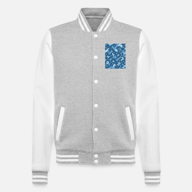 Blue pixel pattern - College Sweat Jacket - heather grey/white