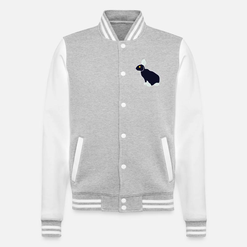 Minimalist Blue Black Rabbit - College Sweat Jacket - heather grey/white
