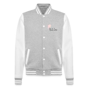 click here for my heart - College Sweat Jacket - heather grey/white - Front - Nik (191cm) & Marisol (170cm)