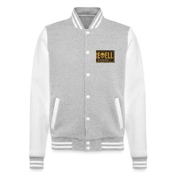 Rebellen-Karaoke. - College-Sweatjacke - Grau meliert/Weiß - Vorne - Nik (191cm) & Marisol (170cm)