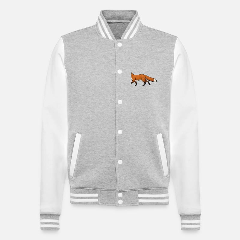 Fuchs - College-Sweatjacke - Grau meliert/Weiß