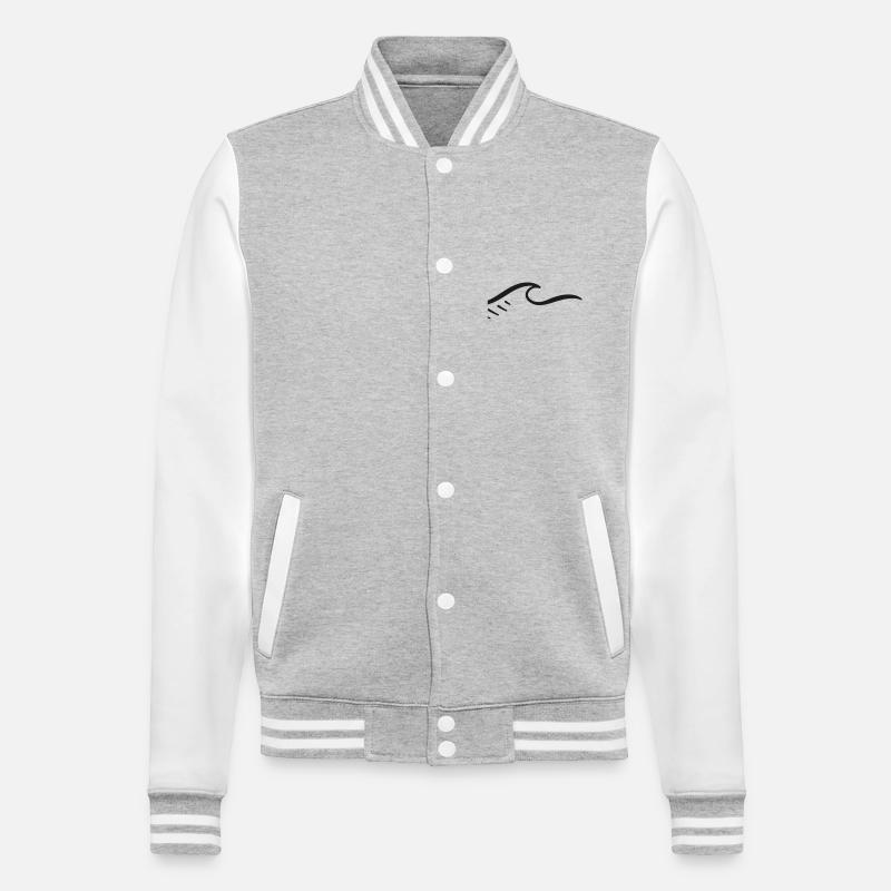 Abstract Geometric Wave Pattern - College Sweat Jacket - heather grey/white