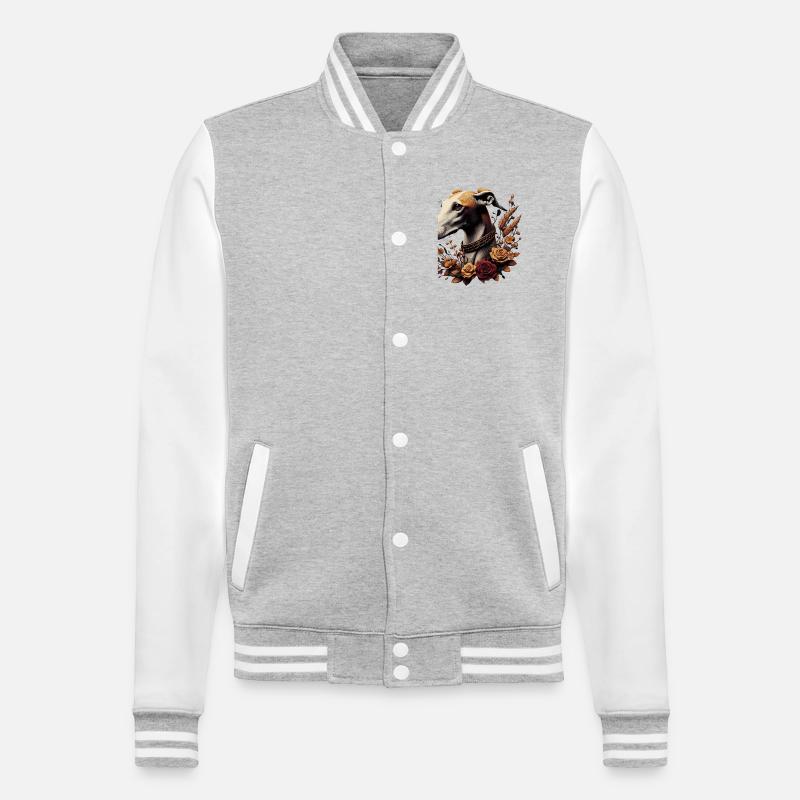 Greyhound Head Autumn Rosary - College Sweat Jacket - heather grey/white