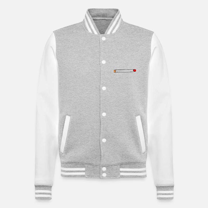 Zigarette - College-Sweatjacke - Grau meliert/Weiß