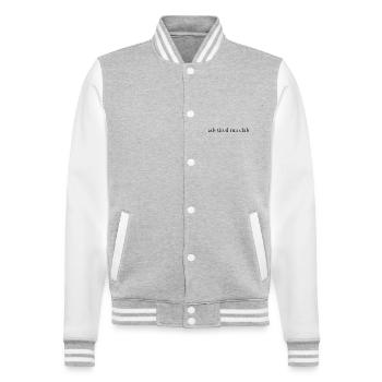 Lustiger Laufclub-Witz - College-Sweatjacke - Grau meliert/Weiß - Vorne - Nik (191cm) & Marisol (170cm)