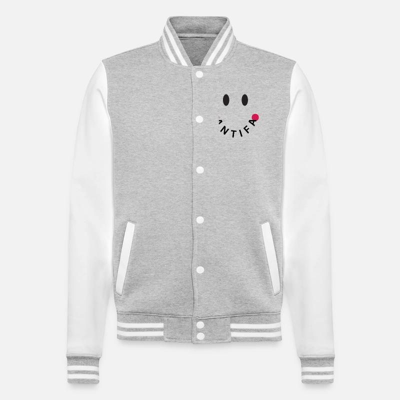Friendly Antifa Original - College-Sweatjacke - Grau meliert/Weiß