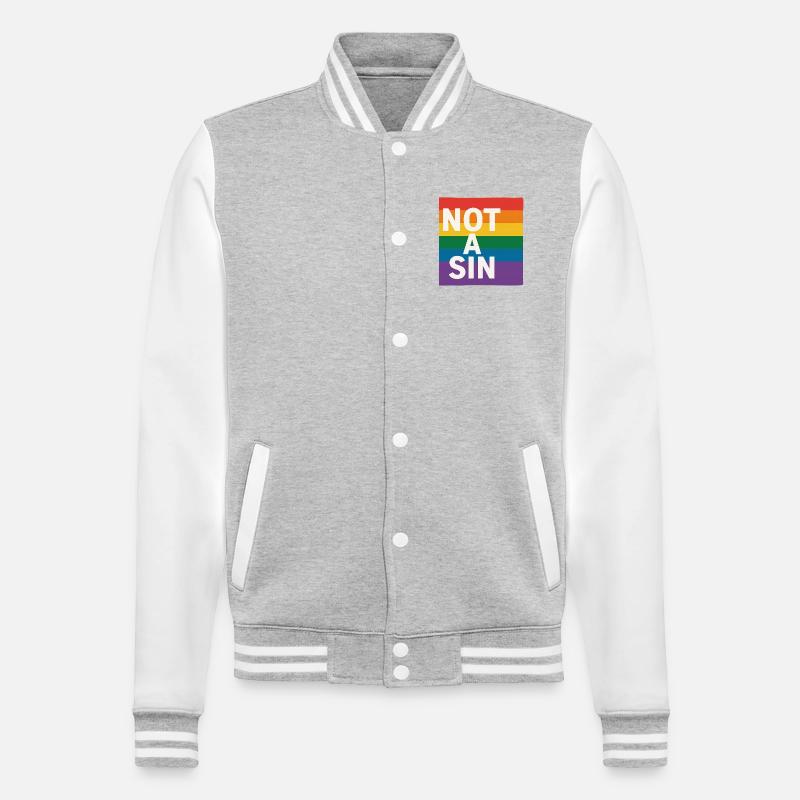 Not A Sin - College-Sweatjacke - Grau meliert/Weiß