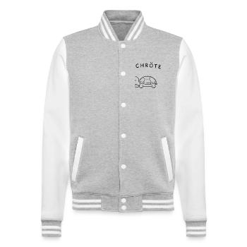 Schröte - College-Sweatjacke - Grau meliert/Weiß - Vorne - Nik (191cm) & Marisol (170cm)