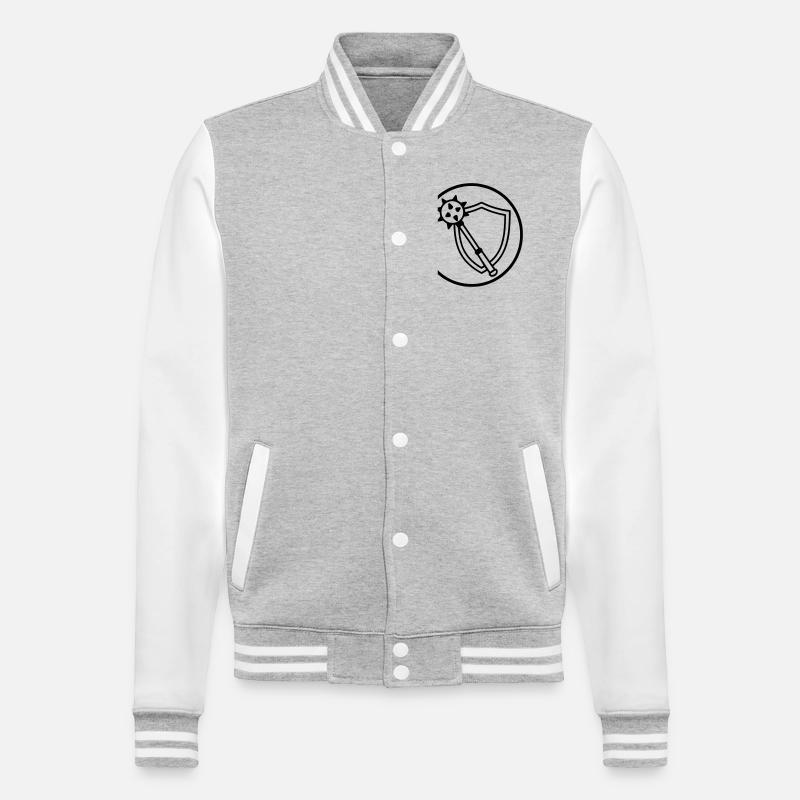 Streitkolben und Schild - College-Sweatjacke - Grau meliert/Weiß