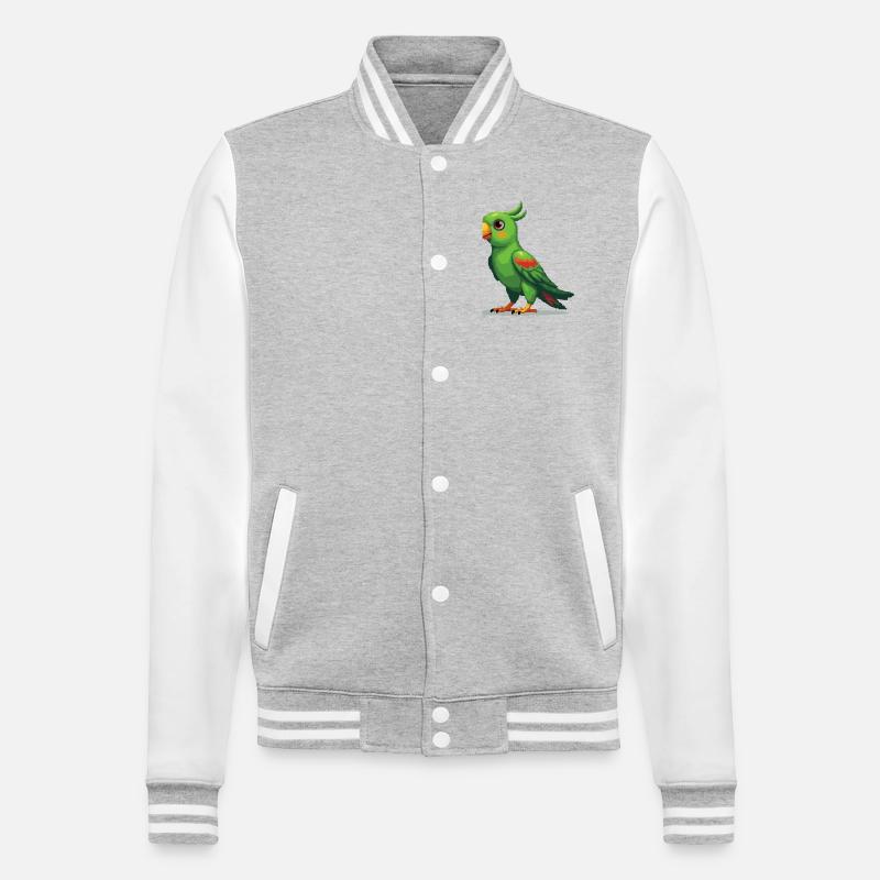 Pixel Parrot – Style rétro 8 bits - Veste Teddy - gris chiné / blanc