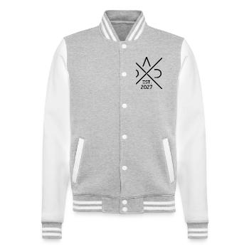Papa 2027 Est Vater Babyparty Geschenkidee - College-Sweatjacke - Grau meliert/Weiß - Vorne - Nik (191cm) & Marisol (170cm)