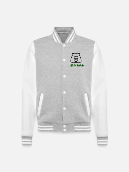 Papa-ours-logo - College-Sweatjacke - Grau meliert/Weiß