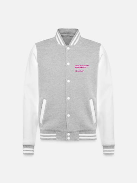 Pinkes Zitat Streit-Charme - College-Sweatjacke - Grau meliert/Weiß