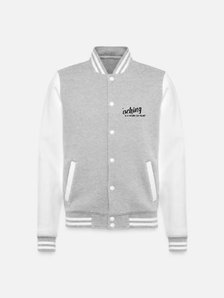 Teaching is a Work of Heart - College-Sweatjacke - Grau meliert/Weiß