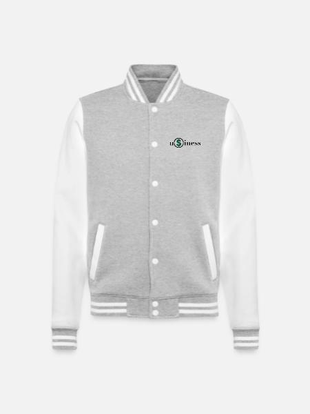 Unternehmen - College-Sweatjacke - Grau meliert/Weiß