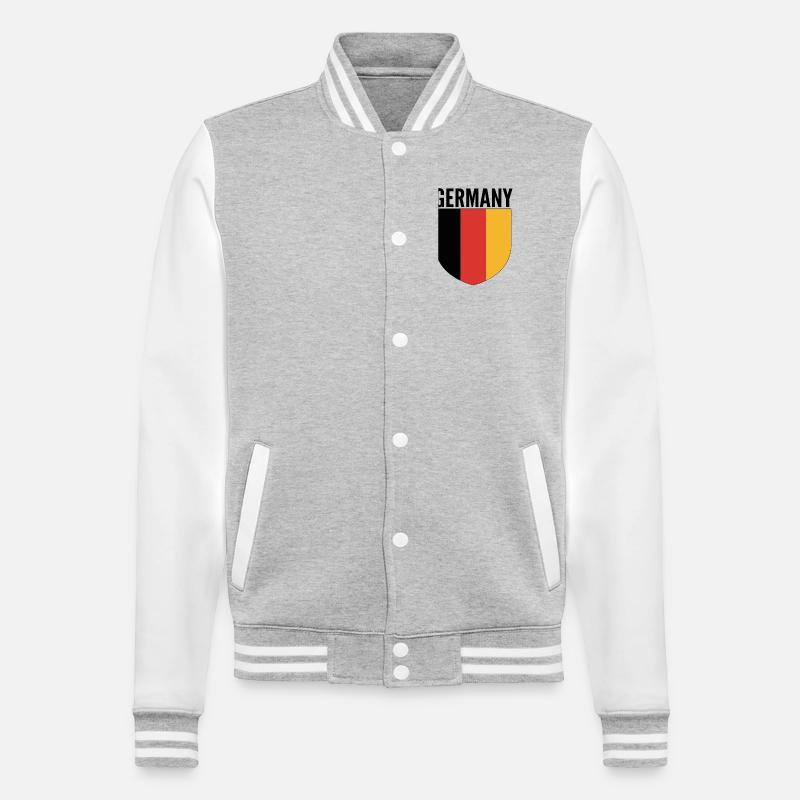 Black-red-gold shield design - College Sweat Jacket - heather grey/white