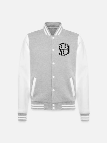 Feuerwehr / Feuerwehrmann - College-Sweatjacke - Grau meliert/Weiß