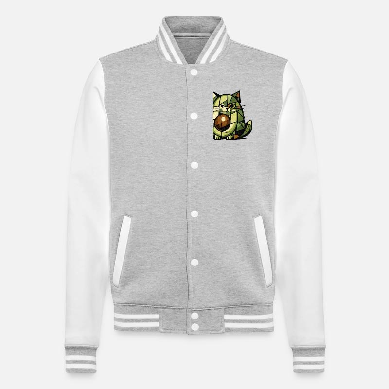 AvoCat-Kubismus-Version - College-Sweatjacke - Grau meliert/Weiß