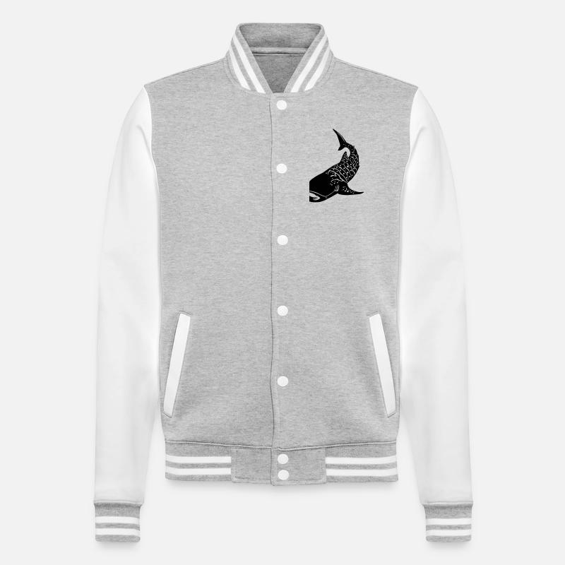 whaleshark 2 - College-Sweatjacke - Grau meliert/Weiß