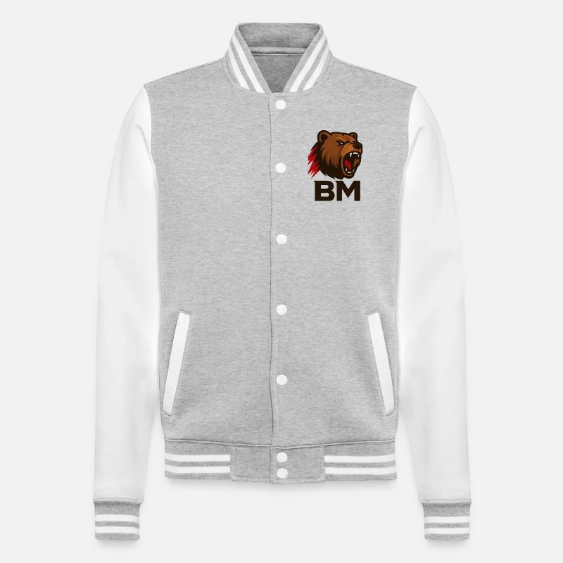 BM Logo - Veste Teddy - gris chiné / blanc