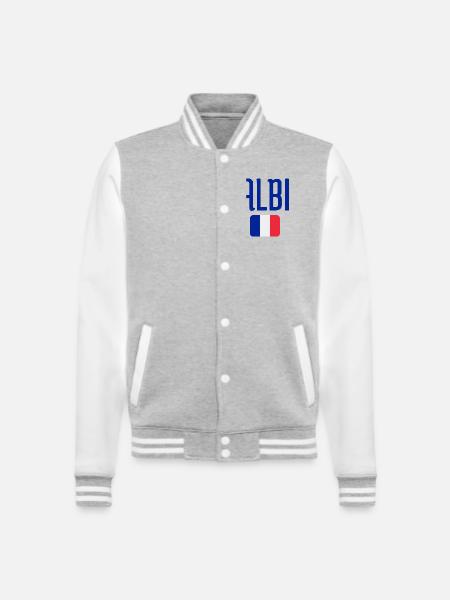 Albi France Flag Emblem - College Sweat Jacket - heather grey/white