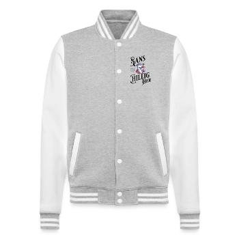 Gans Cool Streetwear  - College-Sweatjacke - Grau meliert/Weiß - Vorne - Nik (191cm) & Marisol (170cm)