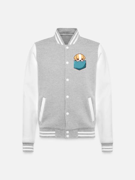Süßer Hund - College-Sweatjacke - Grau meliert/Weiß