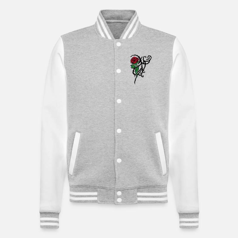 Tattoo Rose - College-Sweatjacke - Grau meliert/Weiß