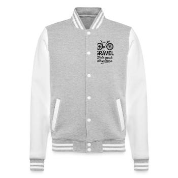 GRÄVEL - College-Sweatjacke - Grau meliert/Weiß - Vorne - Nik (191cm) & Marisol (170cm)