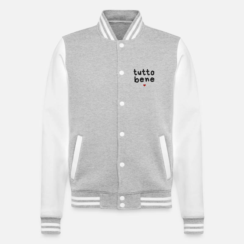 Tutto Bene - College-Sweatjacke - Grau meliert/Weiß