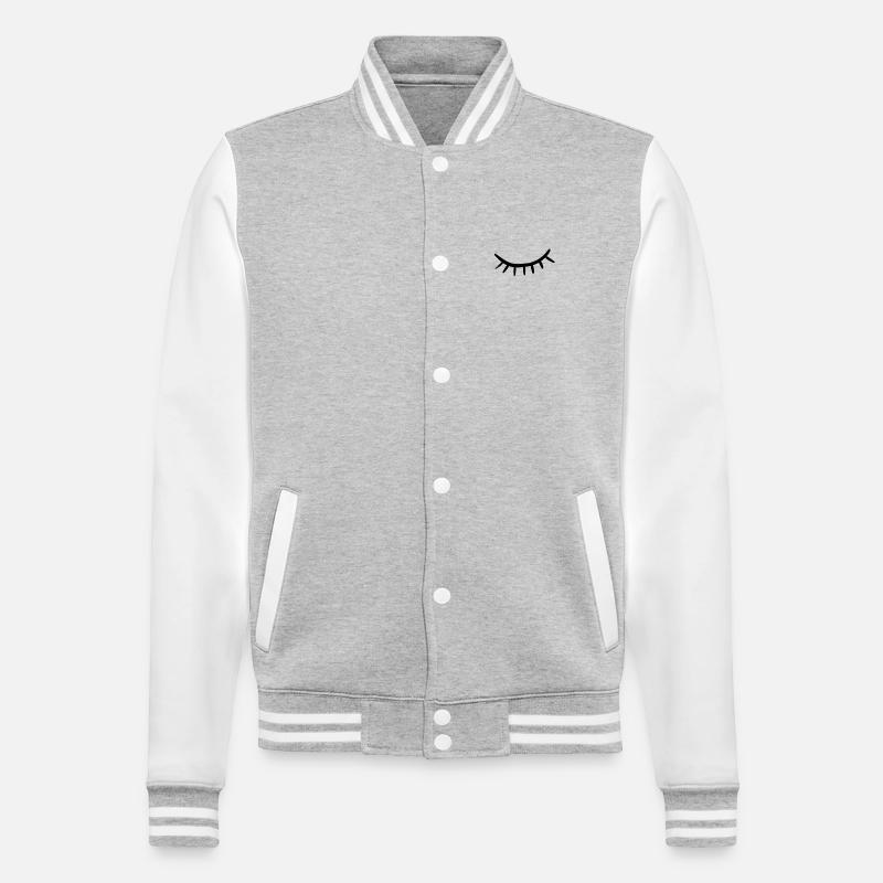 Wimpern Minimal – Closed Eye Sketch - College-Sweatjacke - Grau meliert/Weiß