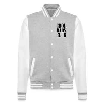 Cool Dads Club Papa Vater Baby Geschenk - College-Sweatjacke - Grau meliert/Weiß - Vorne - Nik (191cm) & Marisol (170cm)