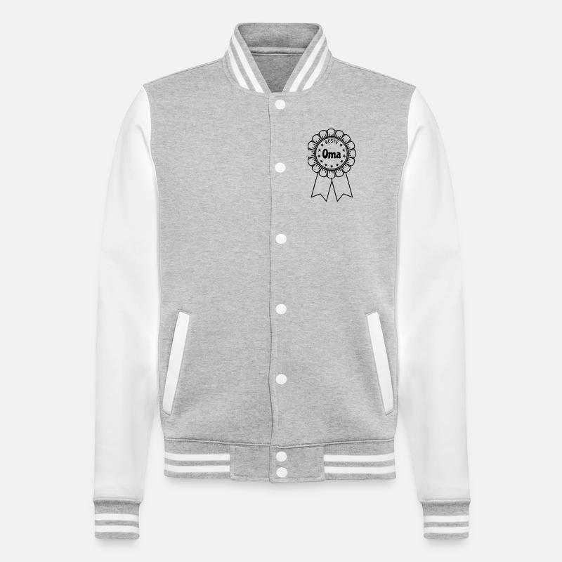 Beste Oma - College-Sweatjacke - Grau meliert/Weiß