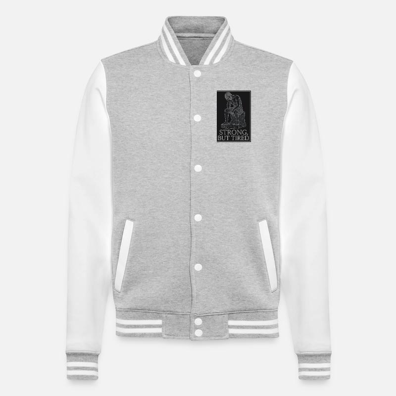 Strong But Tired - College Sweat Jacket - heather grey/white