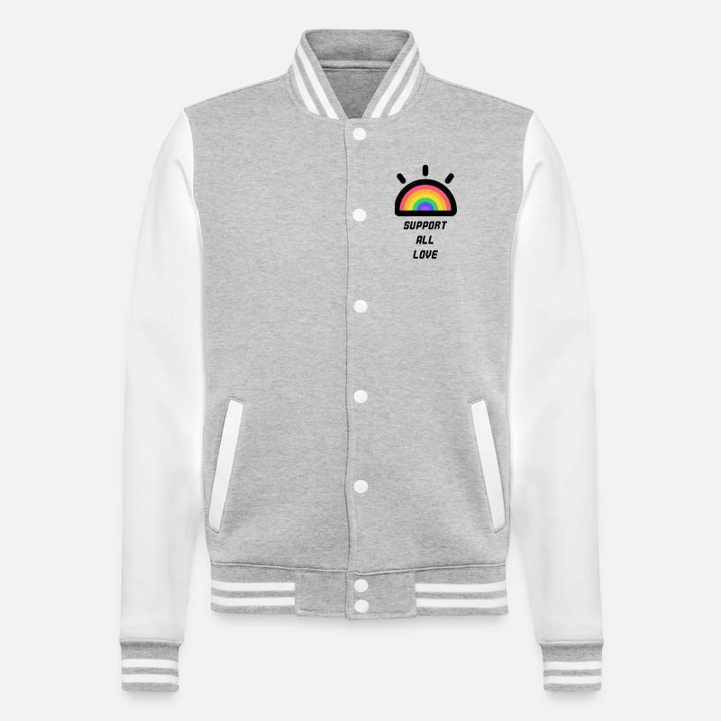 Support All Love - College Sweat Jacket - heather grey/white