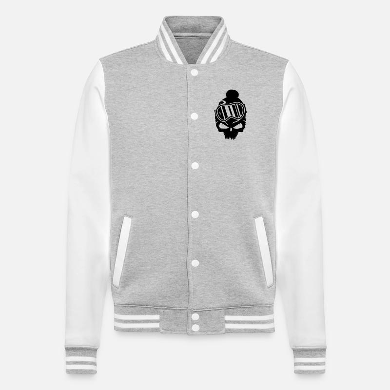 Snowboard Skull mit Snowboard Brille - College-Sweatjacke - Grau meliert/Weiß