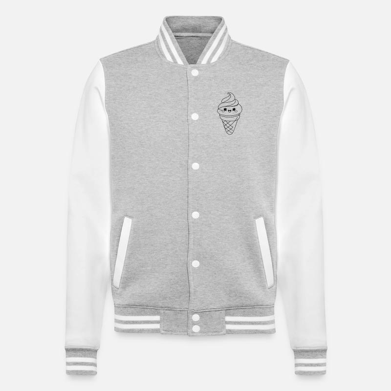 Softeis Eiscreme Icon Minimal Statement - College-Sweatjacke - Grau meliert/Weiß