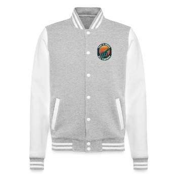 Denglisch Lustig That is under All Cannon  - College-Sweatjacke - Grau meliert/Weiß - Vorne - Nik (191cm) & Marisol (170cm)
