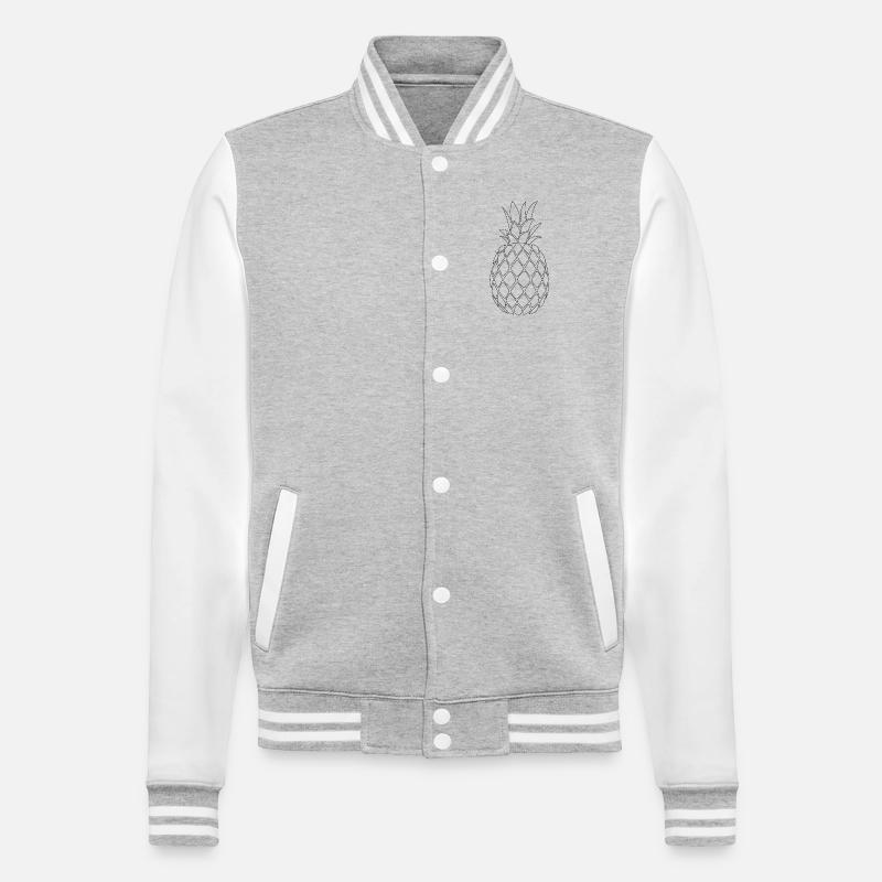 Pineapple black - Minimal Design - College-Sweatjacke - Grau meliert/Weiß
