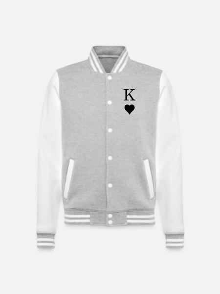 König des Herzens - College-Sweatjacke - Grau meliert/Weiß