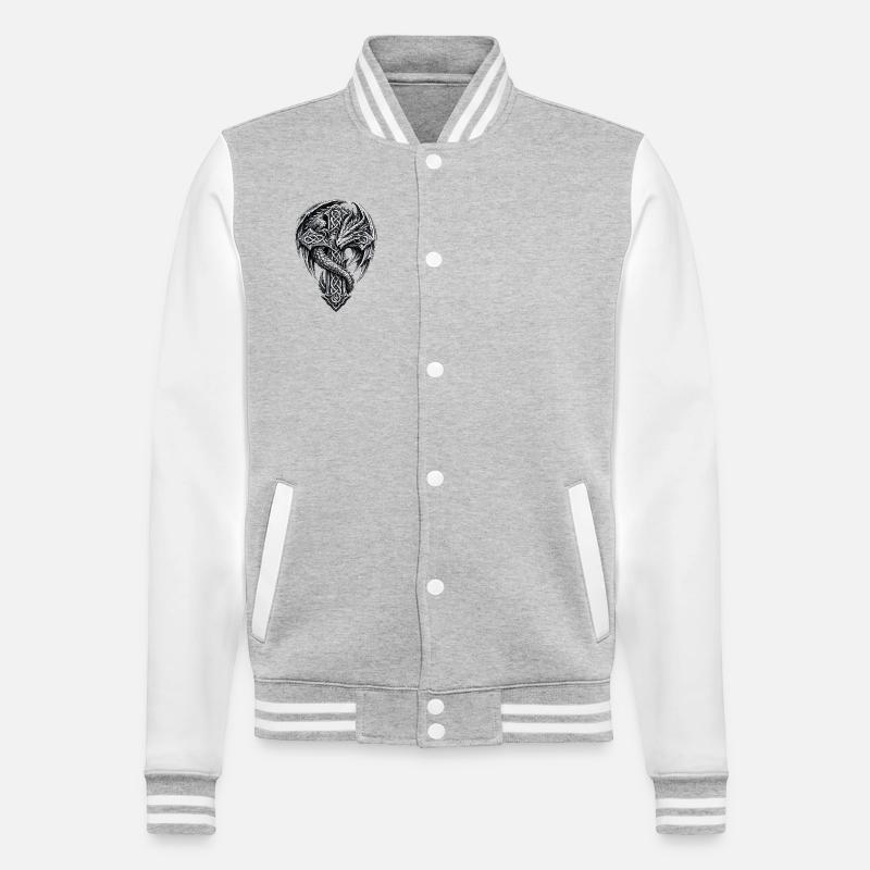 Dragon celtique sur croix nœud - Veste Teddy - gris chiné / blanc