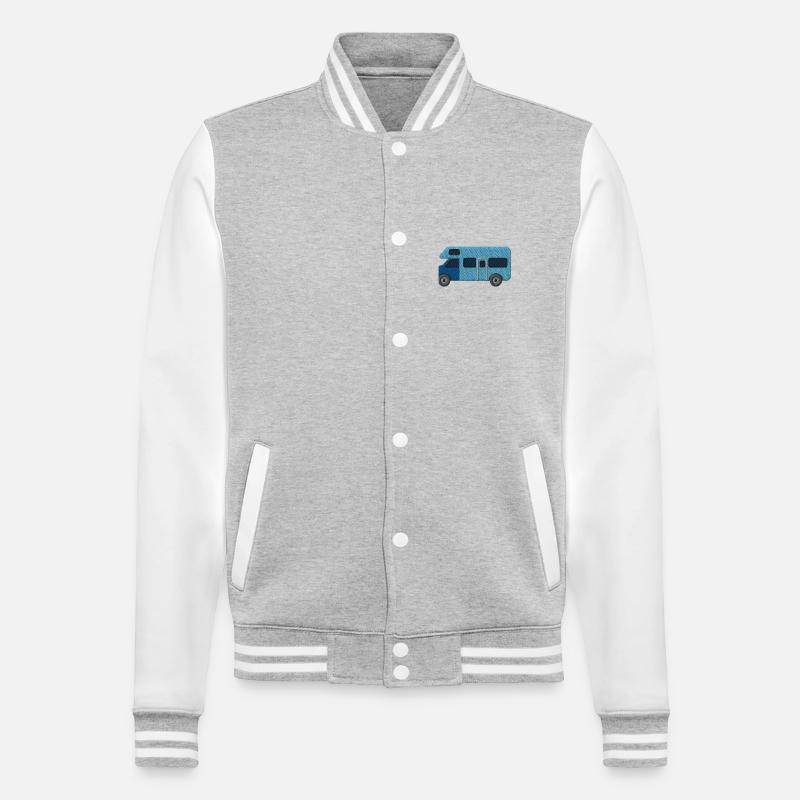 Husbil broderad - Collegesweatjacka - gråmelerad/vit